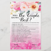 Papier Qui connaît Couple Meilleur Jeu de Mariage Rose Fl (Devant)