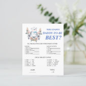 Papier Qui connaît Daddy meilleur Baby shower bleu jeu (Debout devant)