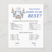 Papier Qui connaît Daddy meilleur Baby shower bleu jeu (Devant)