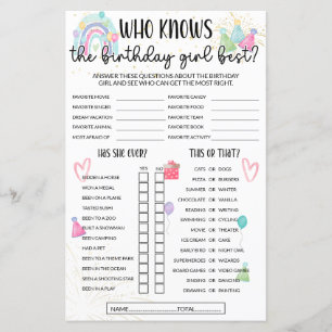 Papier Qui Connaît La Fille Anniversaire Meilleur Jeu - A