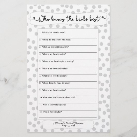 Papier Qui connaît la mariée il a dit qu'elle a dit gris  (Devant)