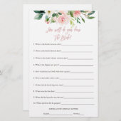 Papier Qui Connaît La Mariée Le Meilleur Jeu De Fête des  (Devant / Derrière)