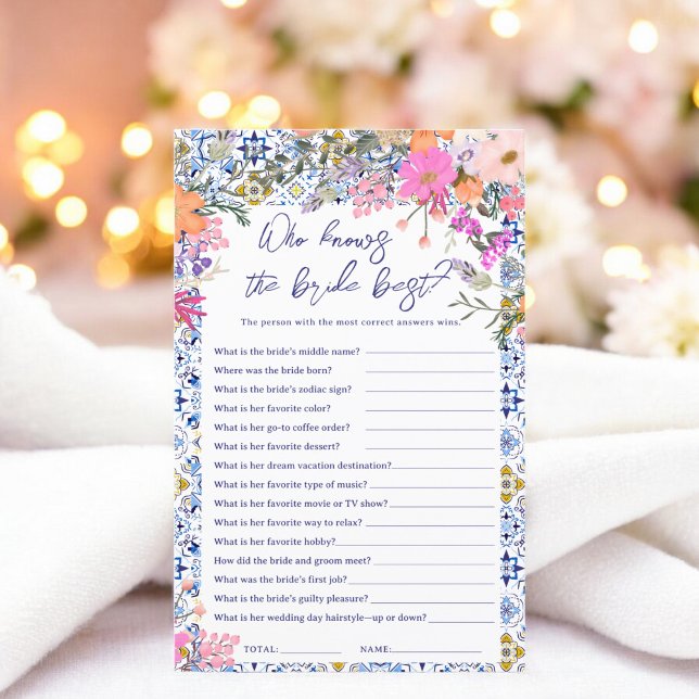 Papier Qui connaît la mariée meilleur jeu de douche nupti (Who know the bride best italian bridal shower game)