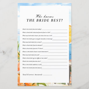 Papier Qui connaît la mariée meilleure Fête des mariées A