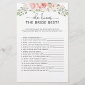 Papier Qui connaît le meilleur jeu de la mariée (Devant)