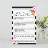 Papier Qui connaît le mieux la mariée - Fête des mariées  (Debout devant)