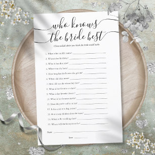 Papier Qui connaît le mieux la mariée Jeu de Baby Shower
