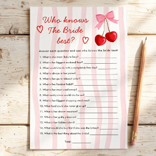 Papier Qui connaît le mieux la mariée Jeu de fête de mari