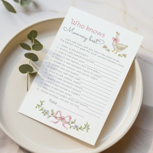 Papier Qui connaît le mieux maman jeu de baby shower Goos