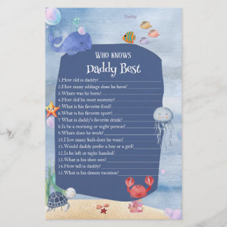 Papier Qui connaît le mieux Papa Sea You Soon Baby Shower