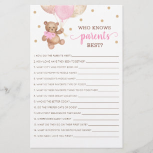 Papier Qui Connaît Les Parents Meilleur Jeu Baby shower T