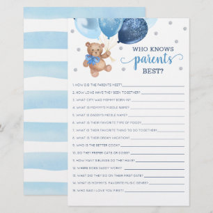 Papier Qui Connaît Les Parents Meilleur Jeu Baby shower T