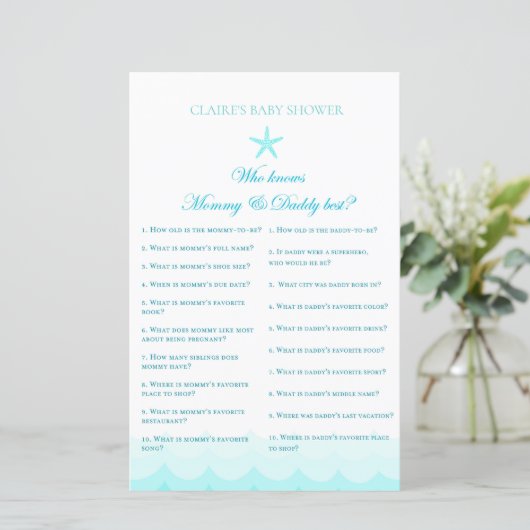 Papier Qui connaît maman et papa - Baby shower Game (Debout devant)