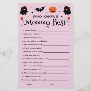 Papier Qui connaît maman Halloween sorcière Baby shower j