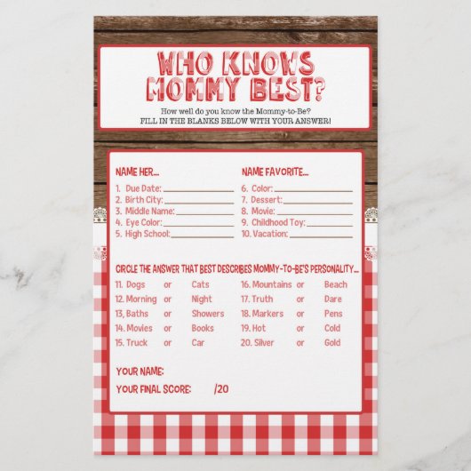 Papier Qui connaît maman le mieux - Red Baby Q (Devant)