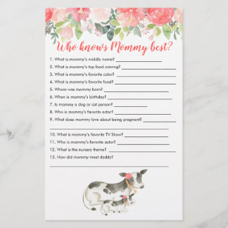 Papier Qui connaît maman Meilleur Baby shower de ferme de