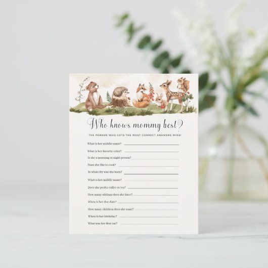 Papier Qui connaît maman meilleur Baby shower jeu (Debout devant)