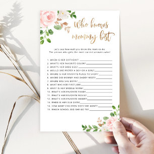 Papier Qui connaît maman meilleur baby shower jeu