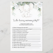 Papier Qui connaît maman meilleur Baby shower Jeux (Devant)