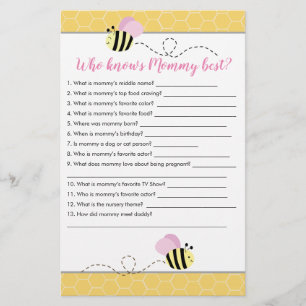 Papier Qui connaît maman Meilleur Bumble Bee Baby shower 