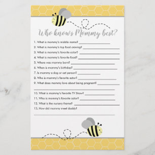 Papier Qui connaît maman Meilleur Bumble Bee Baby shower