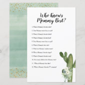 Papier Qui Connaît Maman Meilleur Jeu Cactus Floral (Devant / Derrière)