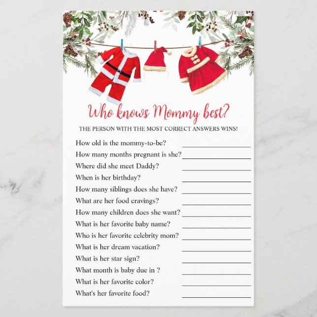 Papier Qui connaît maman meilleur jeu de Noël (Devant)