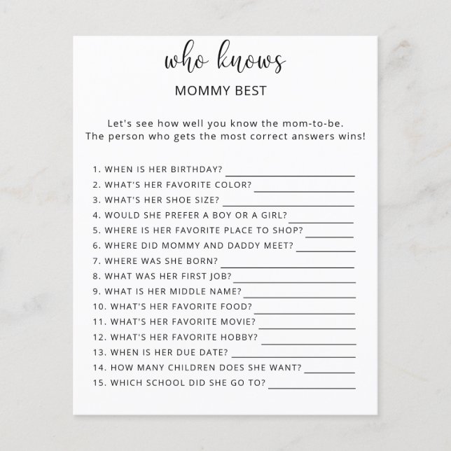 Papier Qui connaît maman mieux (Devant)