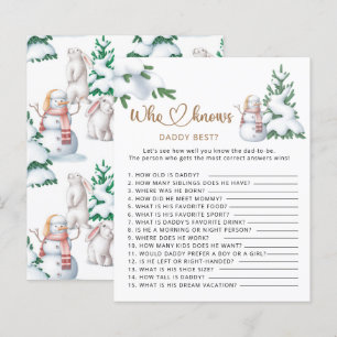 Papier Qui connaît papa meilleur baby shower d'hiver jeu