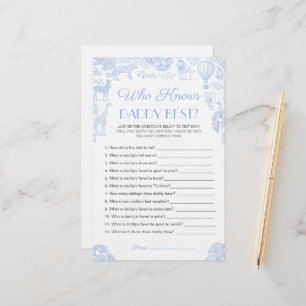 Papier Qui connaît papa meilleur Baby shower Game Card