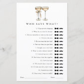 Papier Qui dit quoi Champagne Gay Wedding shower jeu (Devant)