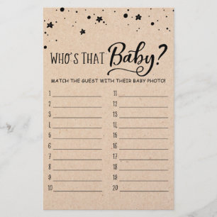 Papier Qui est ce bébé? Jeu pour Baby Shower