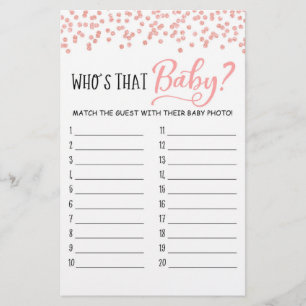 Papier Qui est ce bébé? Jeu pour Baby Shower