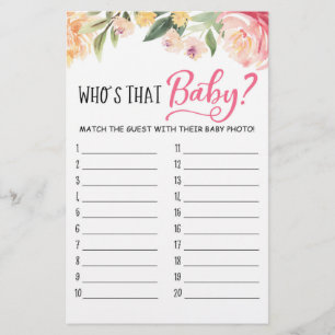 Papier Qui est ce bébé? Jeu pour Baby Shower Party