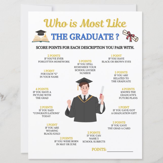 Papier Qui est le plus comme le jeu du diplômé (Devant)
