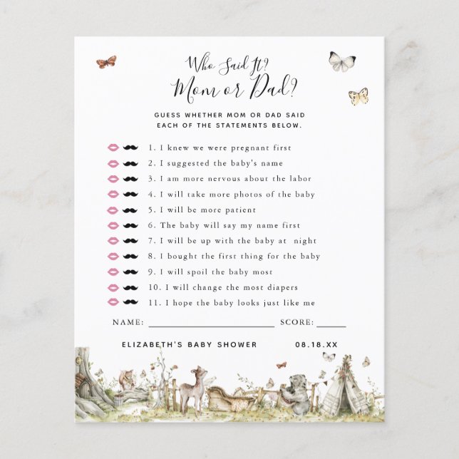 Papier Qui L'A Dit | Jeu Baby shower (Devant)
