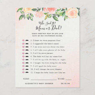 Papier Qui l'a dit Jeu de Baby Shower