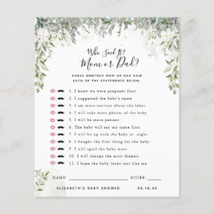 Papier Qui l'a dit   Jeu de Baby Shower