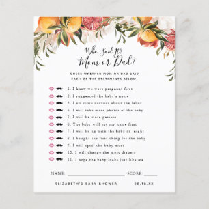 Papier Qui l'a dit   Jeu de Baby Shower