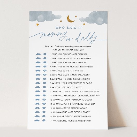 Papier Qui l'a dit maman ou papa bébé jeu Twinkle Star