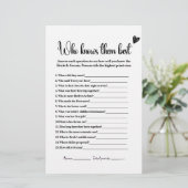 Papier Qui Les Connaît Meilleur Jeu De Fête des mariées (Debout devant)