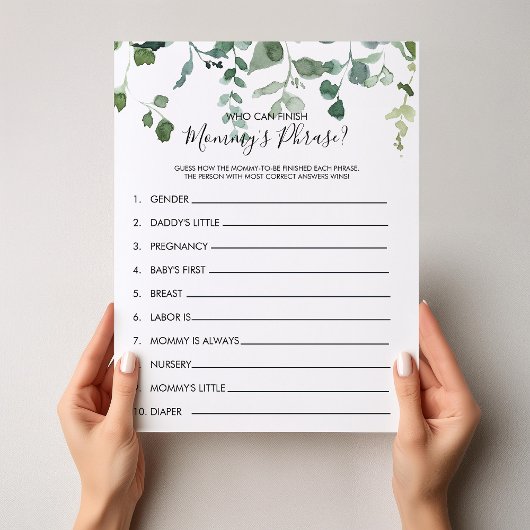 Papier Qui peut terminer le jeu de Baby shower Phrase de 