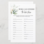 Papier Qui peut terminer le jeu de la mariée de la Phrase (Devant / Derrière)