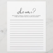 Papier Qui suis-je Fancy Script Fête des mariées jeu (Devant)