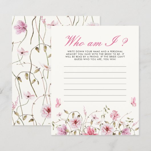 Papier Qui suis-je Fête des mariées des papillons Jeu (Devant / Derrière)