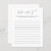 Papier Qui suis-je | Jeu de Fête des mariées (Devant / Derrière)