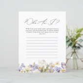 Papier Qui Suis-Je Jeu De Fête des mariées Florale Violet (Debout devant)