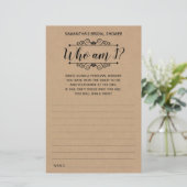 Papier Qui suis je nuptiale douche anglais espagnol rusti (Debout devant)