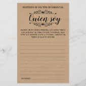 Papier Qui suis je nuptiale douche anglais espagnol rusti (Dos)