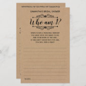 Papier Qui suis je nuptiale douche anglais espagnol rusti (Devant / Derrière)